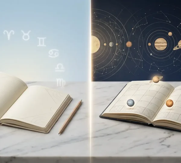 Confronto visivo tra oroscopo generico e personalizzato per la pianificazione strategica della settimana