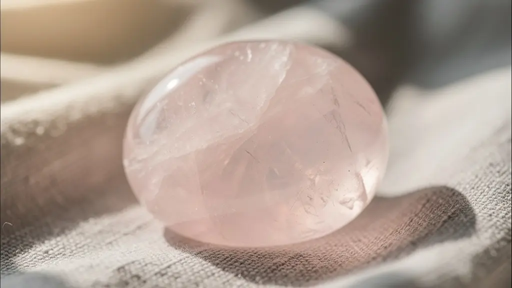 Quarzo rosa luminoso posato su cuore di meditazione per guarigione emotiva