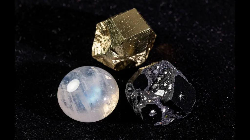 Triangolo cosmico formato da sole dorato, luna argentea e costellazione di stelle, con spirali di energia che li connettono